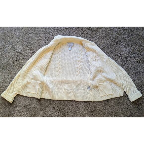 Vtg Crochet Cardigan XS Light Academia Preppy Cable Knit Cottagecore Pima Fairy - Picture 3 of 11